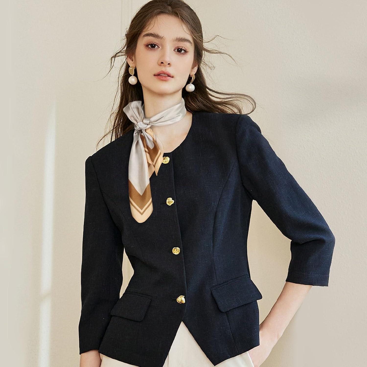 imageEXTREE 100 Pure Mulberry Silk Scarf Fashion Hair for Women Scarf Lightweight Square Neckerchief 275 275 inchesSand Painting Light Brown