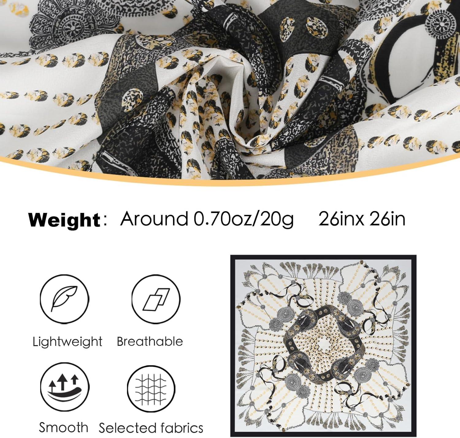 imageEXTREE 100 Pure Mulberry Silk Scarf Fashion Hair for Women Scarf Lightweight Square Neckerchief 275 275 inchesSuryu Schwarz Und Blau