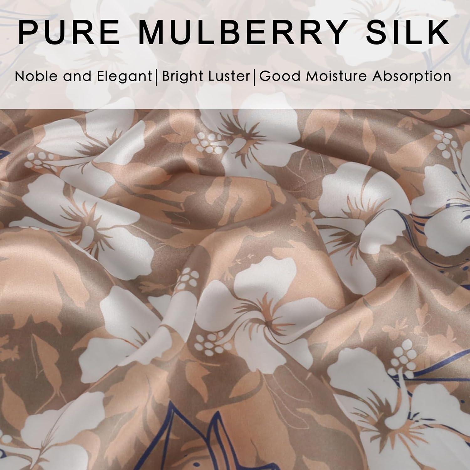 imageEXTREE 100 Pure Mulberry Silk Scarf Fashion Hair for Women Scarf Lightweight Square Neckerchief 275 275 inchesTemperament White Flowers