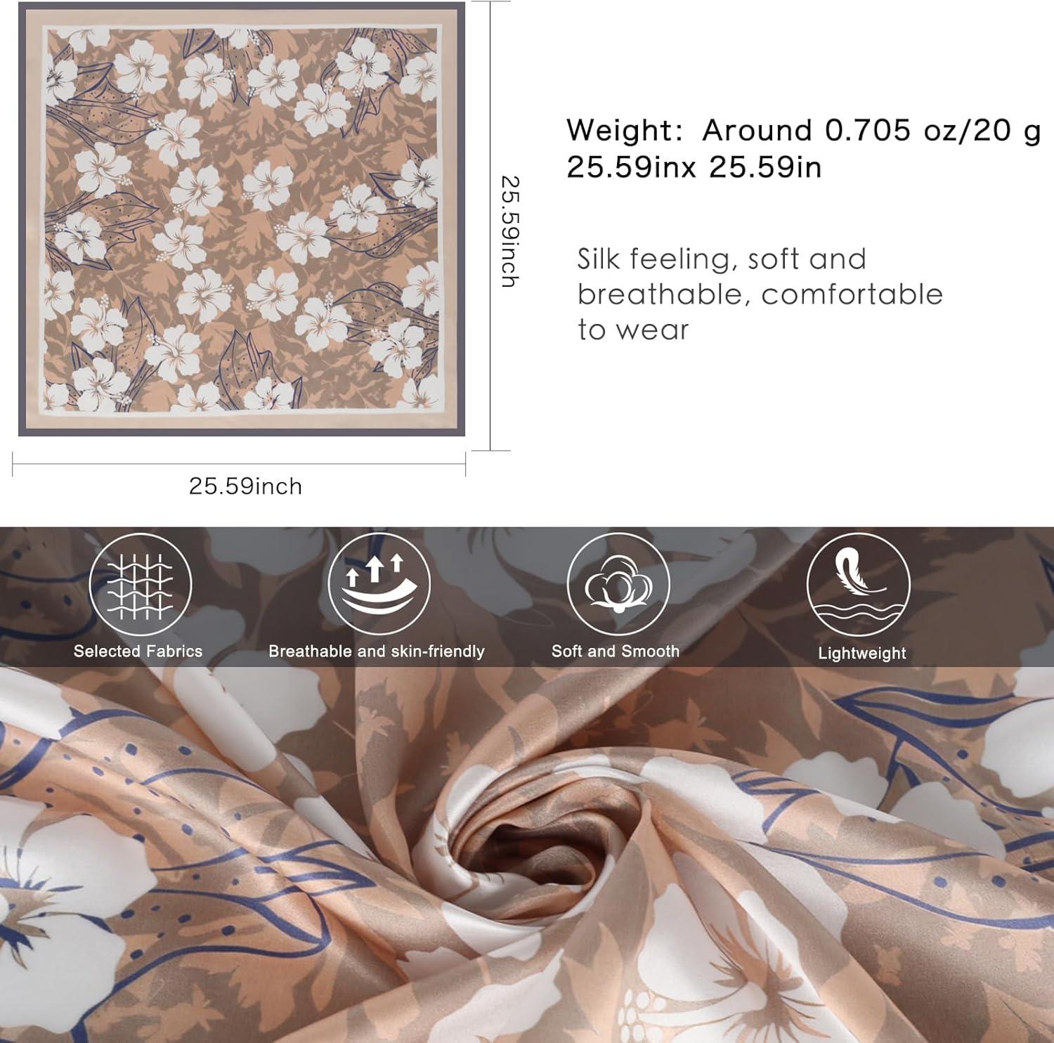 imageEXTREE 100 Pure Mulberry Silk Scarf Fashion Hair for Women Scarf Lightweight Square Neckerchief 275 275 inchesTemperament White Flowers