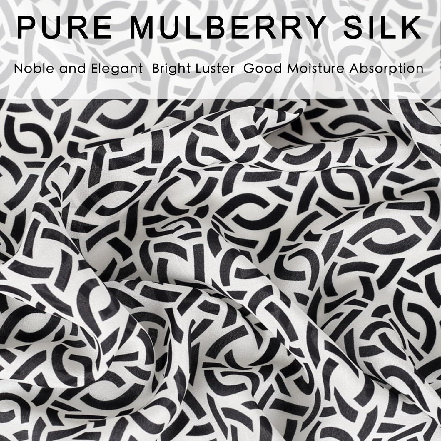 imageEXTREE 100 Pure Mulberry Silk Scarf Fashion Hair for Women Scarf Lightweight Square Neckerchief 275 275 inchesTextured Old Money Style