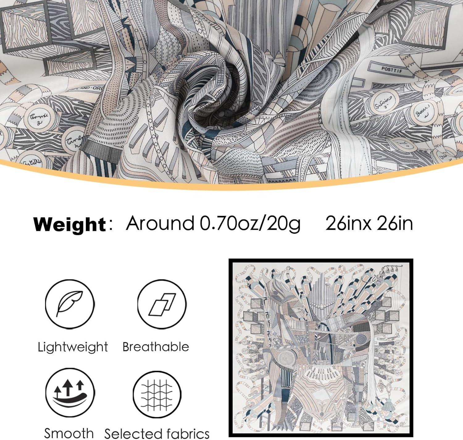 imageEXTREE 100 Pure Mulberry Silk Scarf Fashion Hair for Women Scarf Lightweight Square Neckerchief 275 275 inchesThe Capital of Horses