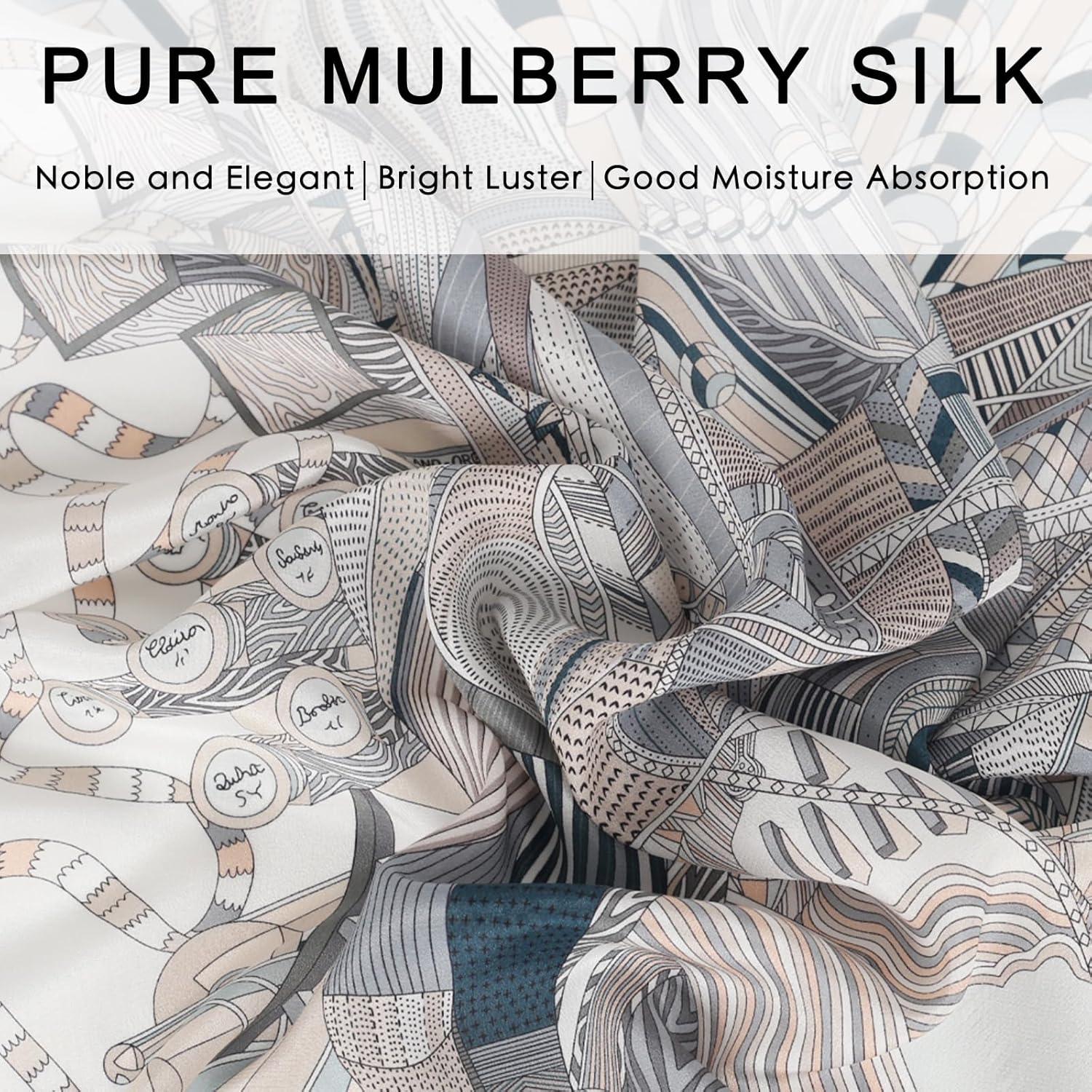 imageEXTREE 100 Pure Mulberry Silk Scarf Fashion Hair for Women Scarf Lightweight Square Neckerchief 275 275 inchesThe Capital of Horses