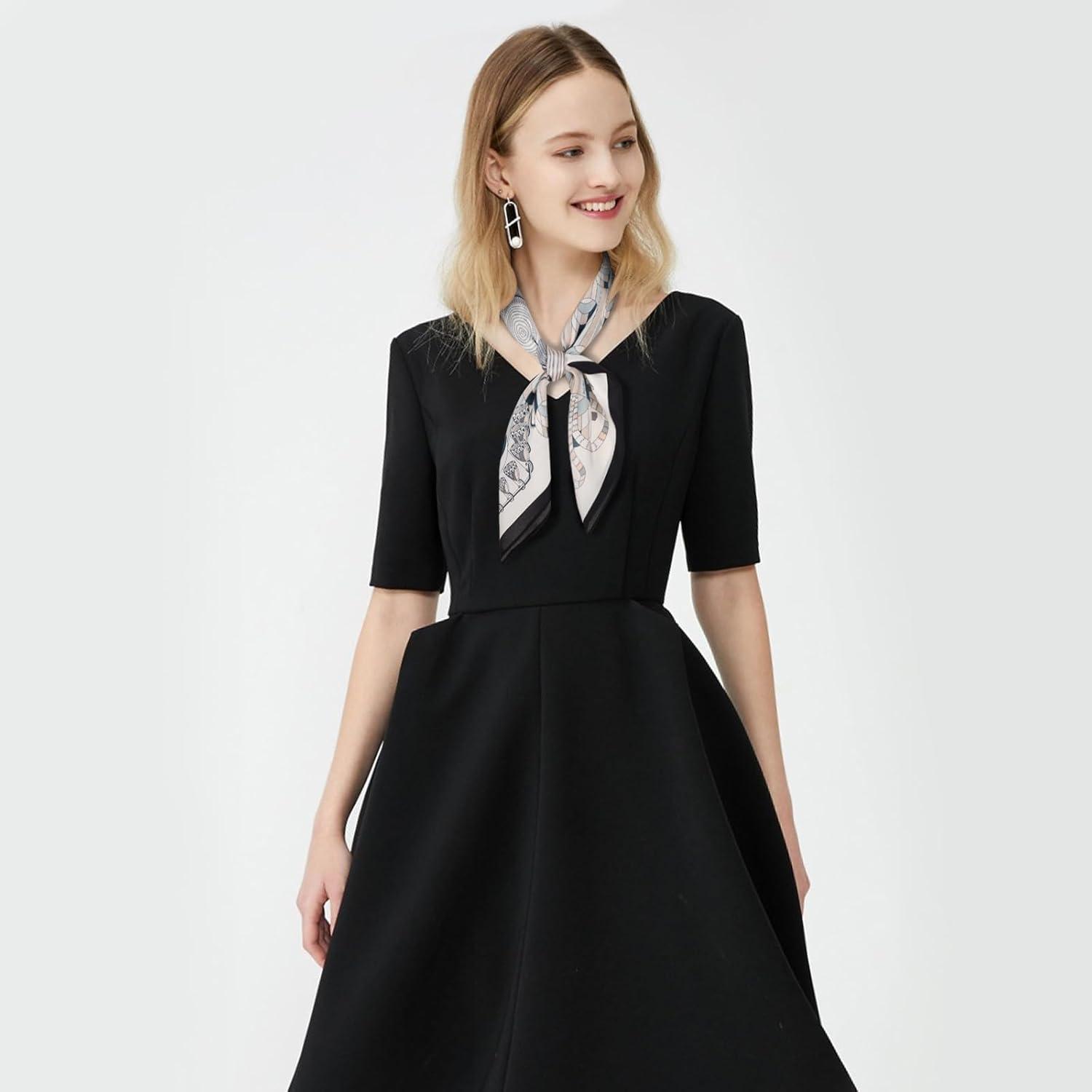 imageEXTREE 100 Pure Mulberry Silk Scarf Fashion Hair for Women Scarf Lightweight Square Neckerchief 275 275 inchesThe Capital of Horses