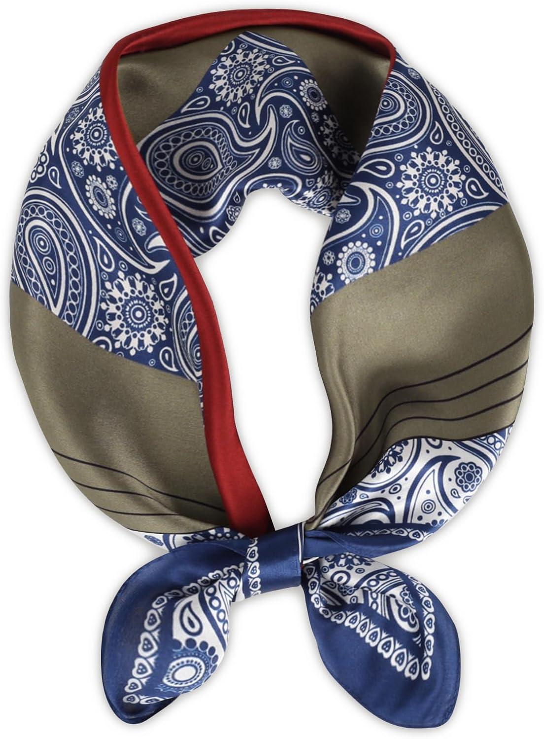 imageEXTREE 100 Pure Mulberry Silk Scarf Fashion Hair for Women Scarf Lightweight Square Neckerchief 275 275 inchesWine Red Blue