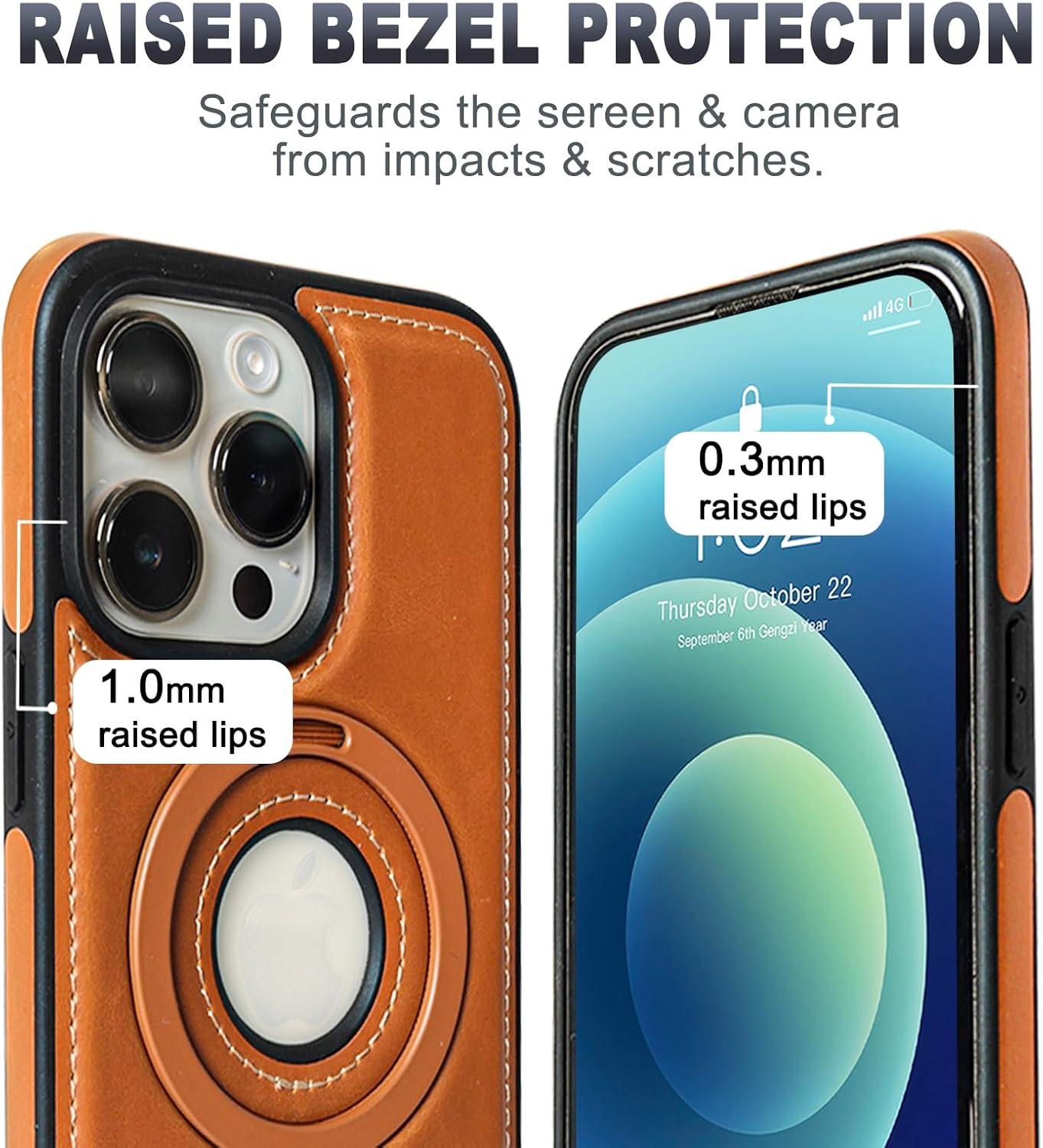 imageEXTREE Designed for iPhone 14 Pro Max Leather CaseGenuine Leather Case for iPhone 14 Pro MaxBuiltin Magnets for Wireless Charging Accessories