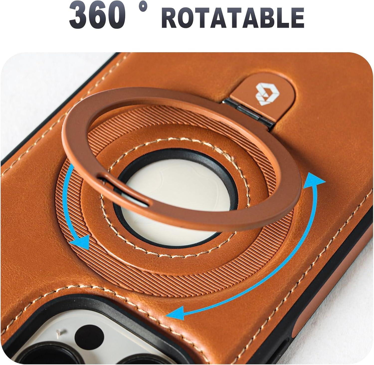 imageEXTREE Designed for iPhone 14 Pro Max Leather CaseGenuine Leather Case for iPhone 14 Pro MaxBuiltin Magnets for Wireless Charging Accessories