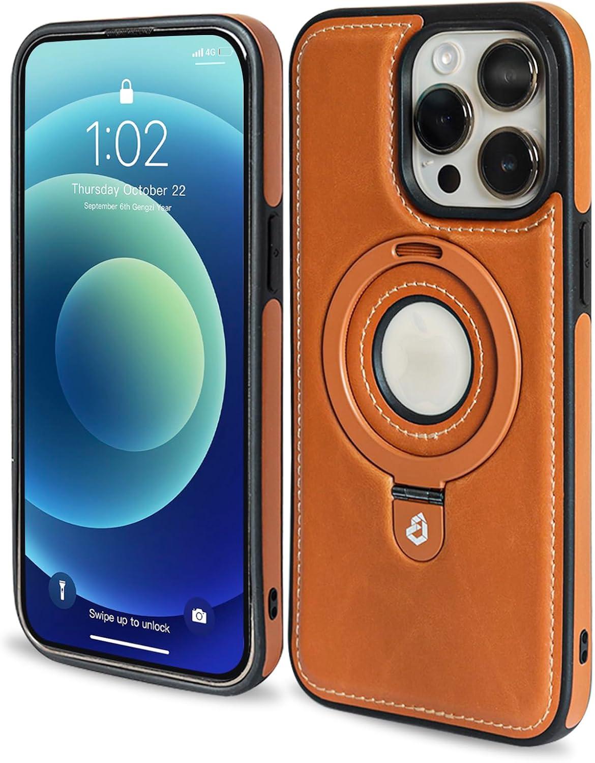 imageEXTREE Designed for iPhone 14 Pro Max Leather CaseGenuine Leather Case for iPhone 14 Pro MaxBuiltin Magnets for Wireless Charging Accessories