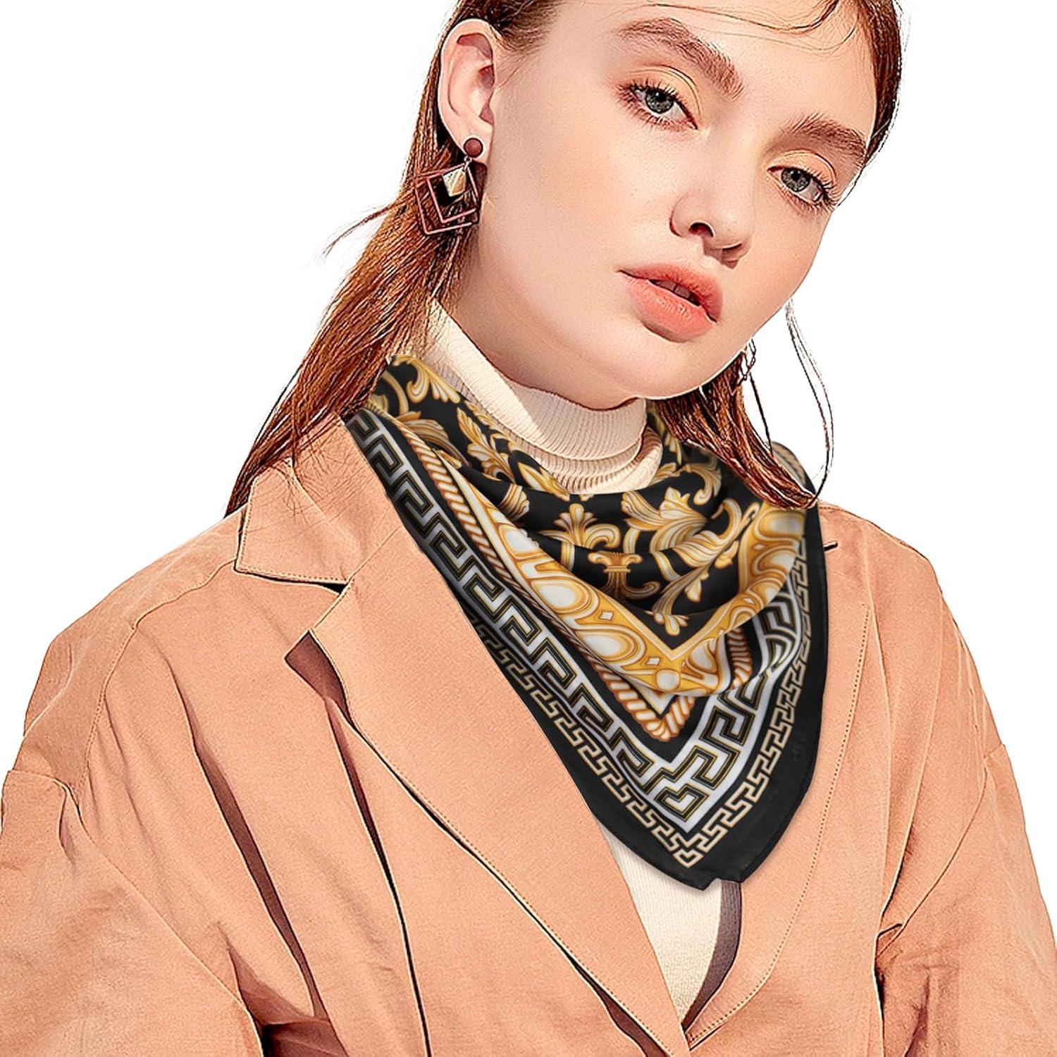 imageEXTREE Fashion Silky Satin Headscarf for Women Girls Exquisite Pattern Lightweight Silk Graceful Scarfs 275 x 275 inches