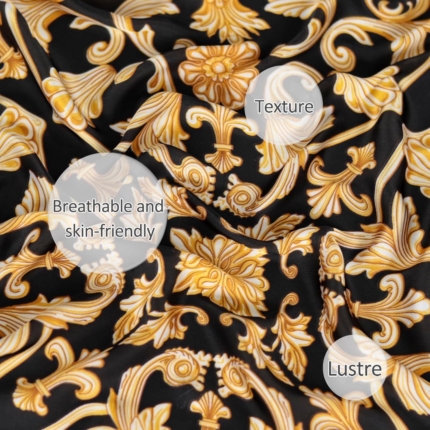 imageEXTREE Fashion Silky Satin Headscarf for Women Girls Exquisite Pattern Lightweight Silk Graceful Scarfs 275 x 275 inches