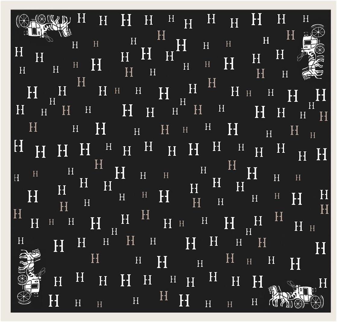 imageEXTREE Fashion Silky Satin Headscarf for Women Girls Exquisite Pattern Lightweight Silk Graceful Scarfs 275 x 275 inchesAlphabet Carriage Black