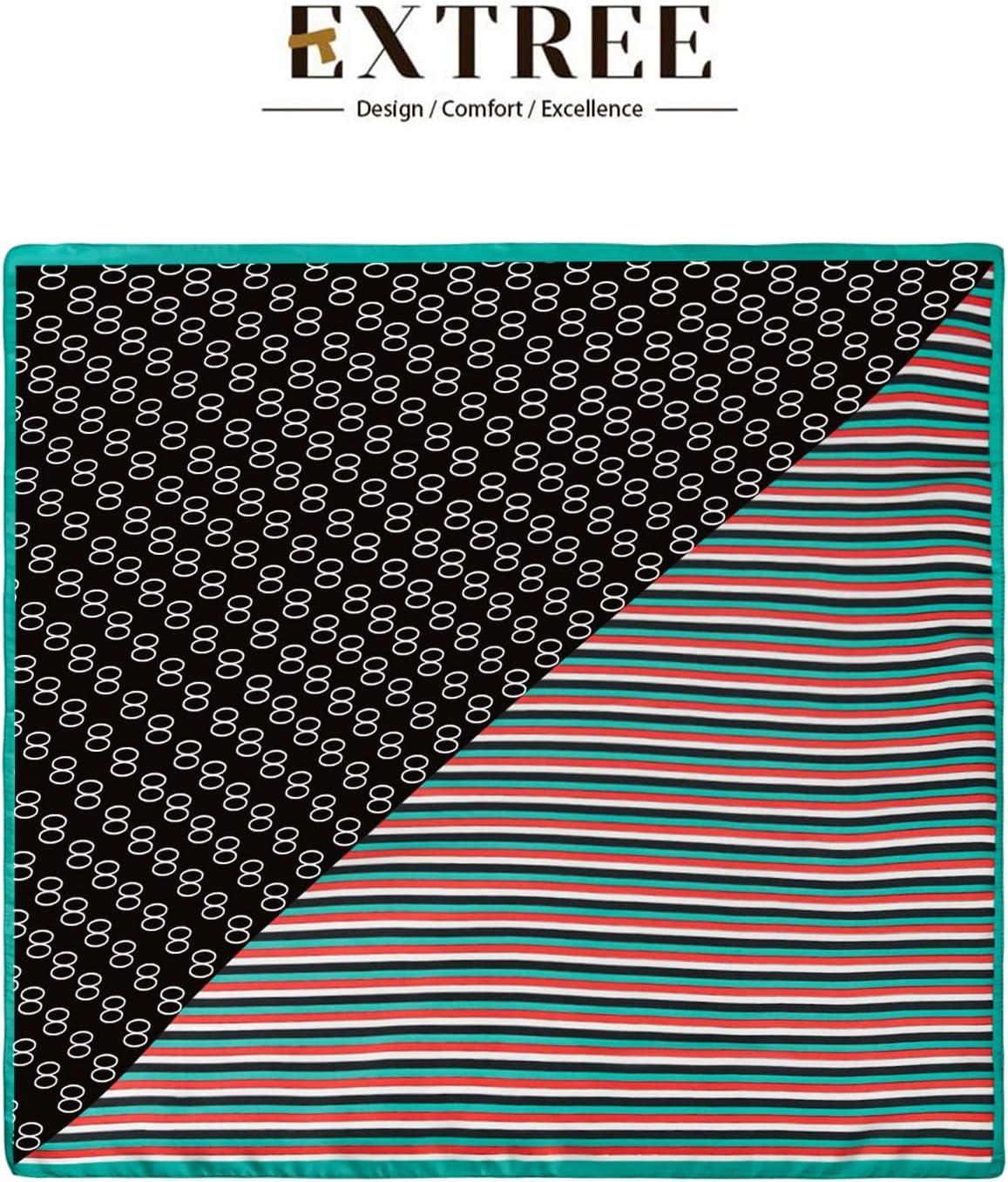 imageEXTREE Fashion Silky Satin Headscarf for Women Girls Exquisite Pattern Lightweight Silk Graceful Scarfs 275 x 275 inchesBlack With Green Edge