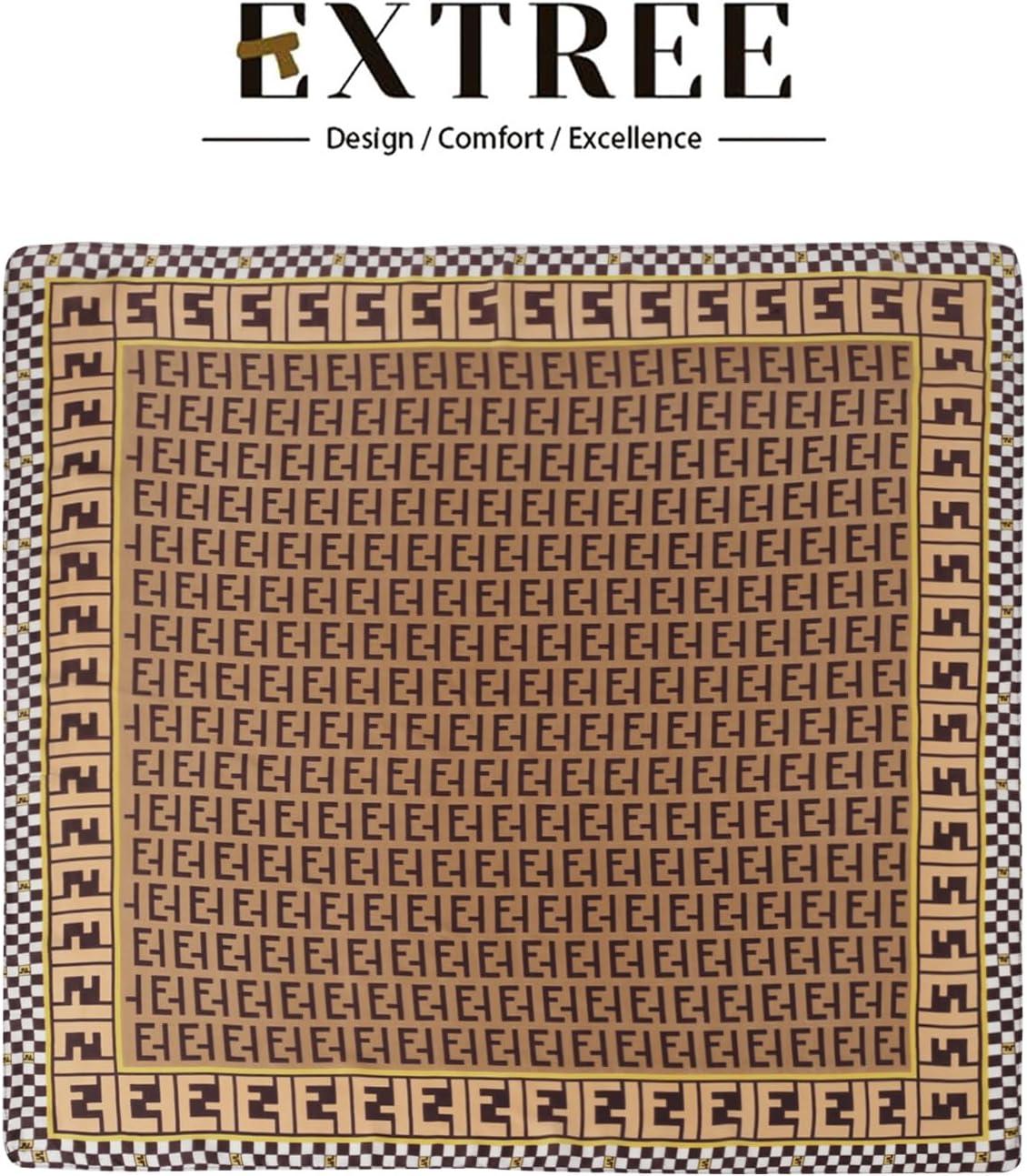 imageEXTREE Fashion Silky Satin Headscarf for Women Girls Exquisite Pattern Lightweight Silk Graceful Scarfs 275 x 275 inchesDark Brown Et Plaid