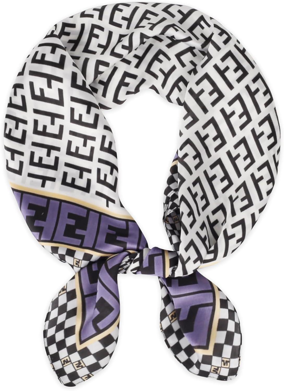 imageEXTREE Fashion Silky Satin Headscarf for Women Girls Exquisite Pattern Lightweight Silk Graceful Scarfs 275 x 275 inchesEt Blue Edge