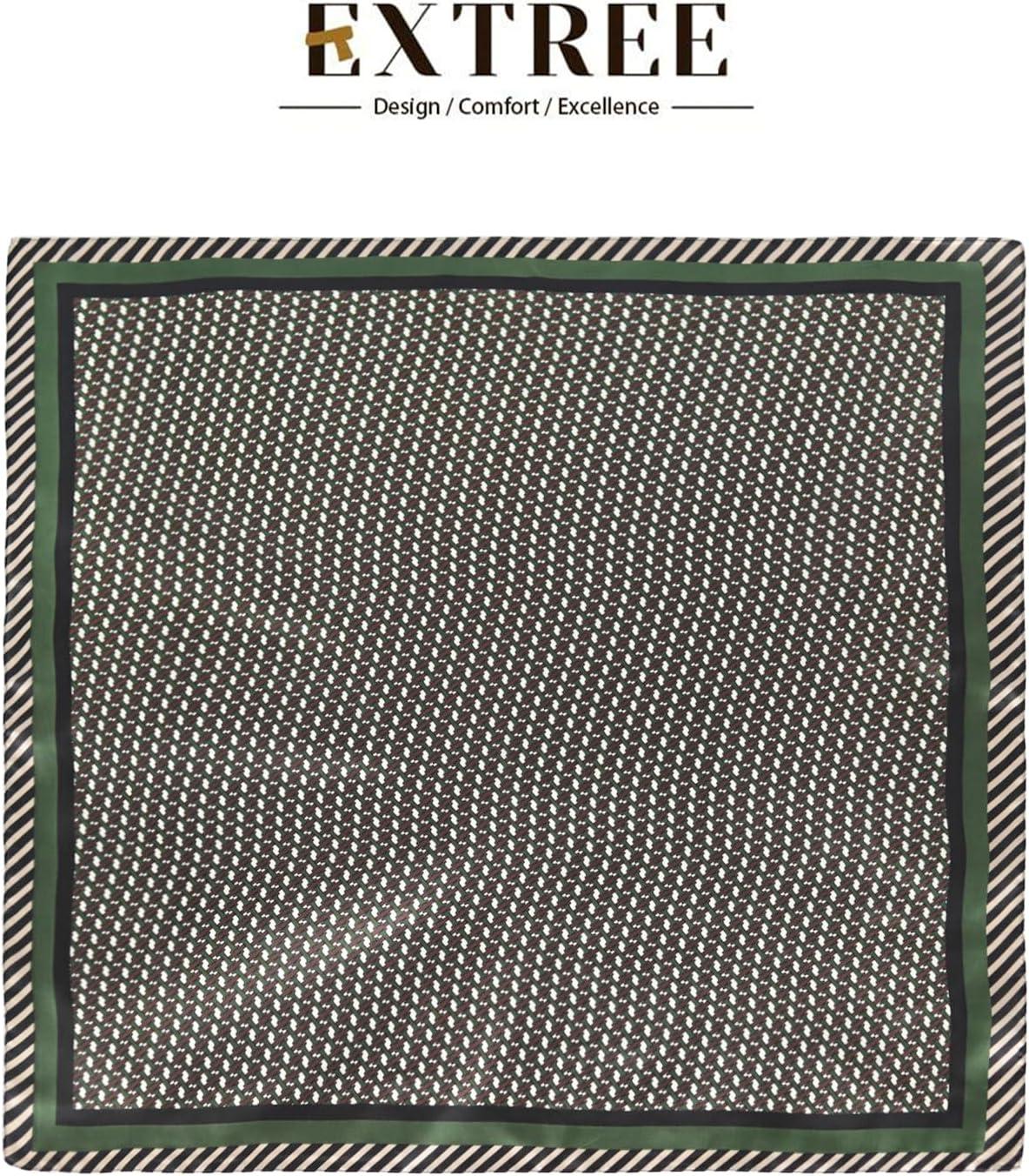 imageEXTREE Fashion Silky Satin Headscarf for Women Girls Exquisite Pattern Lightweight Silk Graceful Scarfs 275 x 275 inchesHoundstooth Army Green