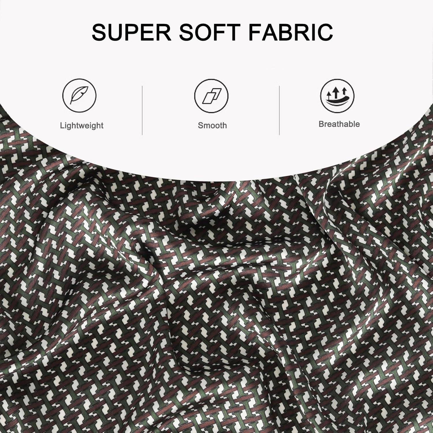 imageEXTREE Fashion Silky Satin Headscarf for Women Girls Exquisite Pattern Lightweight Silk Graceful Scarfs 275 x 275 inchesHoundstooth Army Green