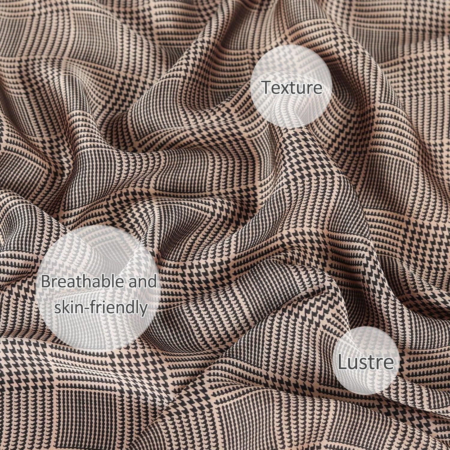 imageEXTREE Fashion Silky Satin Headscarf for Women Girls Exquisite Pattern Lightweight Silk Graceful Scarfs 275 x 275 inchesHoundstooth Copper