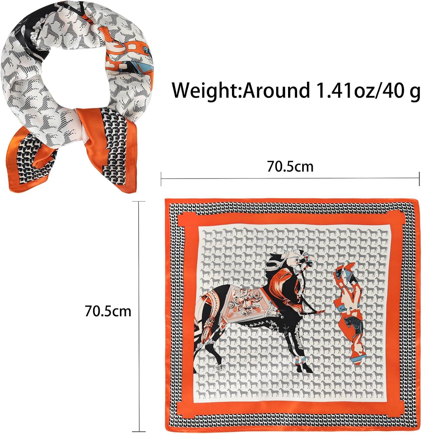 imageEXTREE Fashion Silky Satin Headscarf for Women Girls Exquisite Pattern Lightweight Silk Graceful Scarfs 275 x 275 inchesMiju Pony Totem