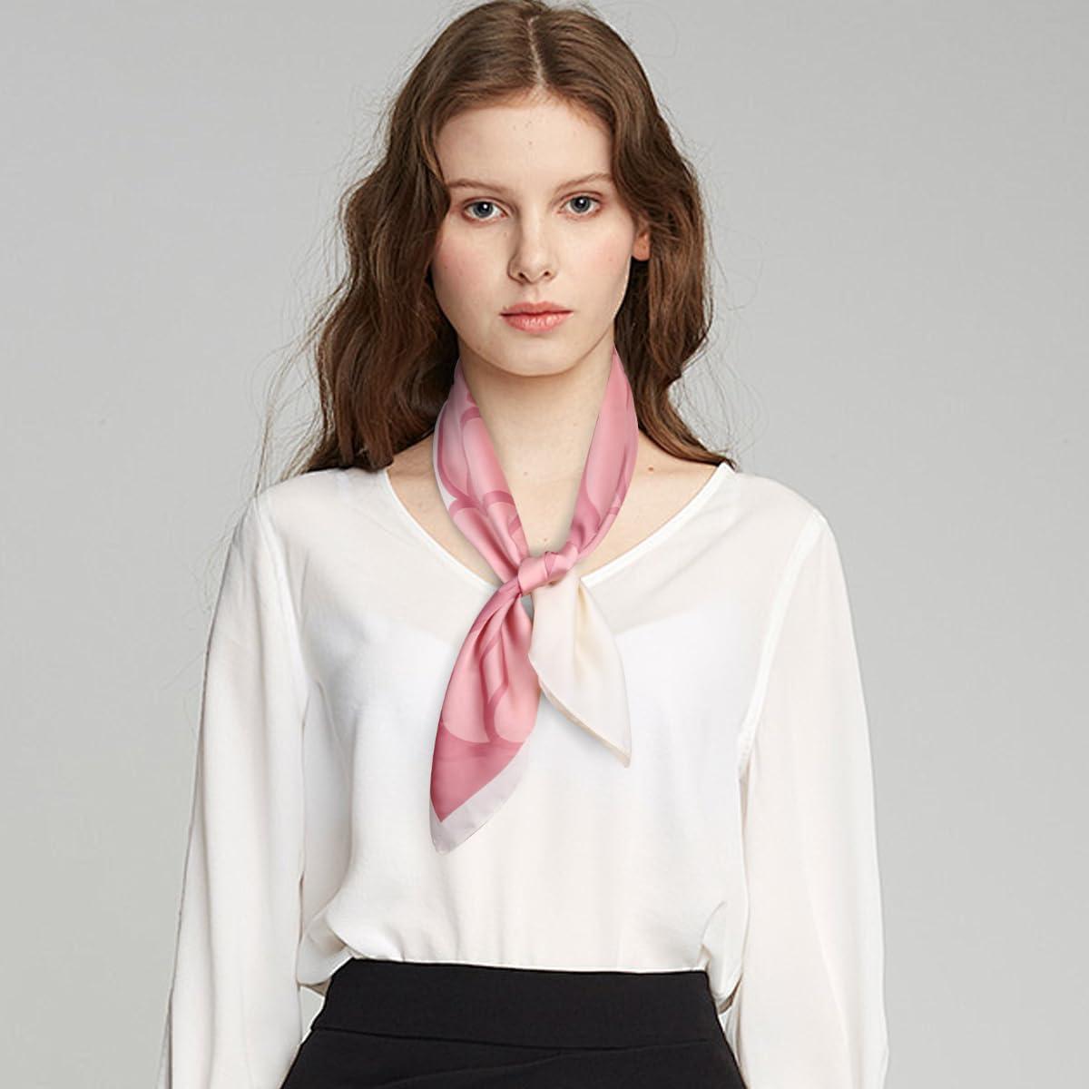 imageEXTREE Fashion Silky Satin Headscarf for Women Girls Exquisite Pattern Lightweight Silk Graceful Scarfs 275 x 275 inchesMovie Camellia Pollen White