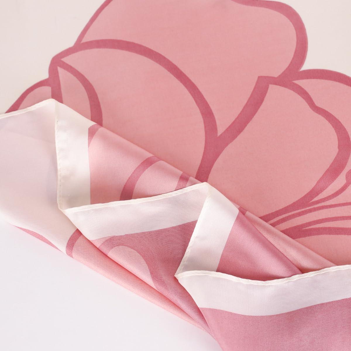 imageEXTREE Fashion Silky Satin Headscarf for Women Girls Exquisite Pattern Lightweight Silk Graceful Scarfs 275 x 275 inchesMovie Camellia Pollen White