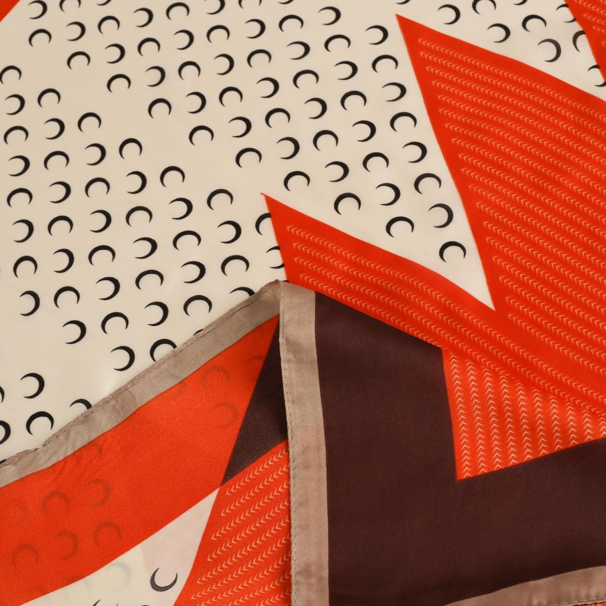 imageEXTREE Fashion Silky Satin Headscarf for Women Girls Exquisite Pattern Lightweight Silk Graceful Scarfs 275 x 275 inchesOrange Coffee Moon