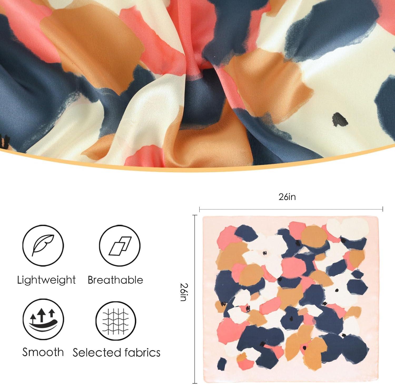 imageEXTREE Fashion Silky Satin Headscarf for Women Girls Exquisite Pattern Lightweight Silk Graceful Scarfs 275 x 275 inchesPink Dreamy Dots