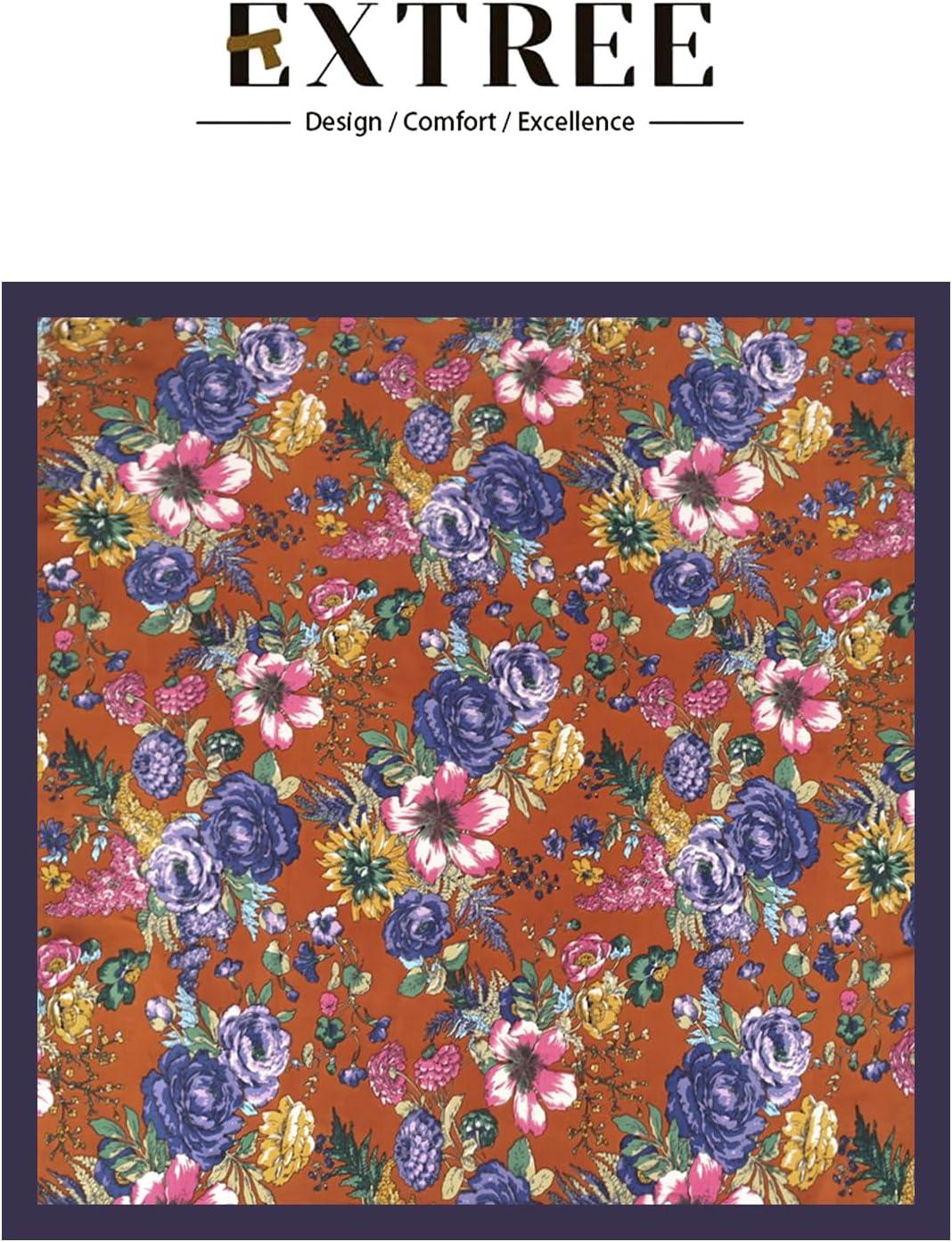 imageEXTREE Fashion Silky Satin Headscarf for Women Girls Exquisite Pattern Lightweight Silk Graceful Scarfs 275 x 275 inchesPurple Rust Red