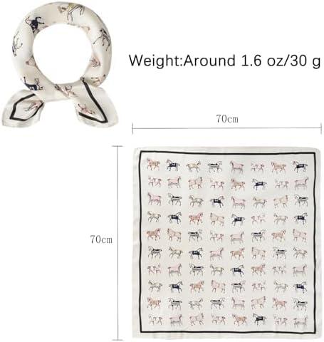 imageEXTREE Fashion Silky Satin Headscarf for Women Girls Exquisite Pattern Lightweight Silk Graceful Scarfs 275 x 275 inchesSolid Pony Beige