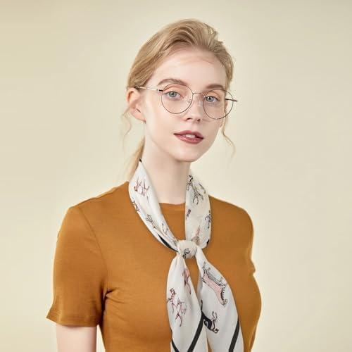 imageEXTREE Fashion Silky Satin Headscarf for Women Girls Exquisite Pattern Lightweight Silk Graceful Scarfs 275 x 275 inchesSolid Pony Beige