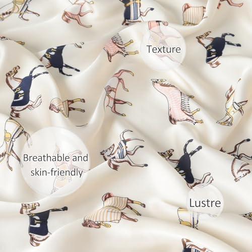 imageEXTREE Fashion Silky Satin Headscarf for Women Girls Exquisite Pattern Lightweight Silk Graceful Scarfs 275 x 275 inchesSolid Pony Beige