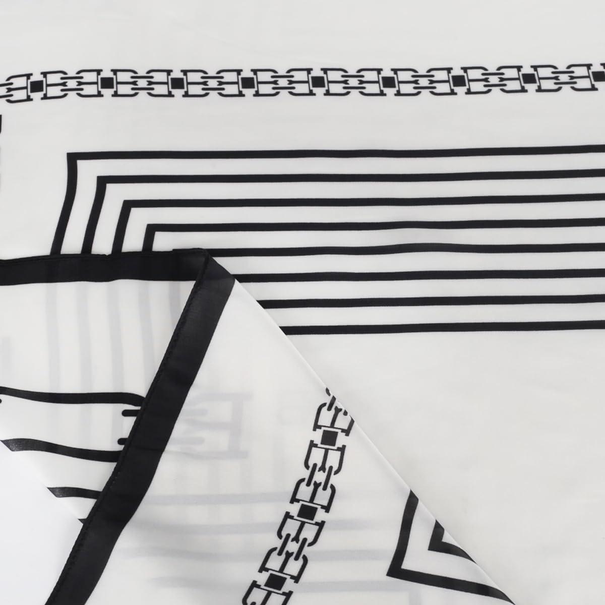 imageEXTREE Fashion Silky Satin Headscarf for Women Girls Exquisite Pattern Lightweight Silk Graceful Scarfs 275 x 275 inchesTemperament Stripes Beige