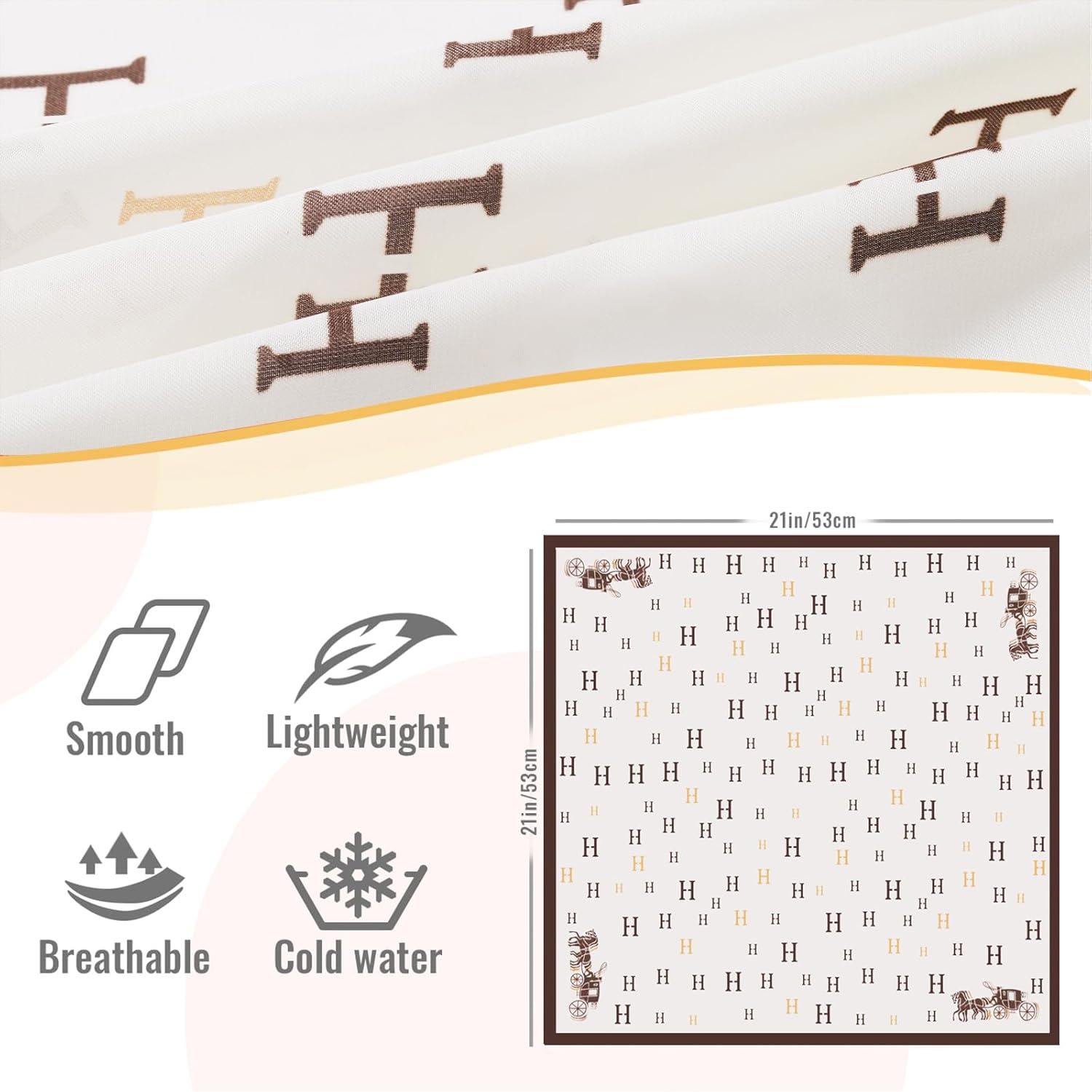 imageEXTREE Fashion Silky Satin Headscarf for Women Girls Exquisite Pattern Lightweight Silk Graceful Scarfs 275 x 275 inchesWhite Horse Bottom Brown