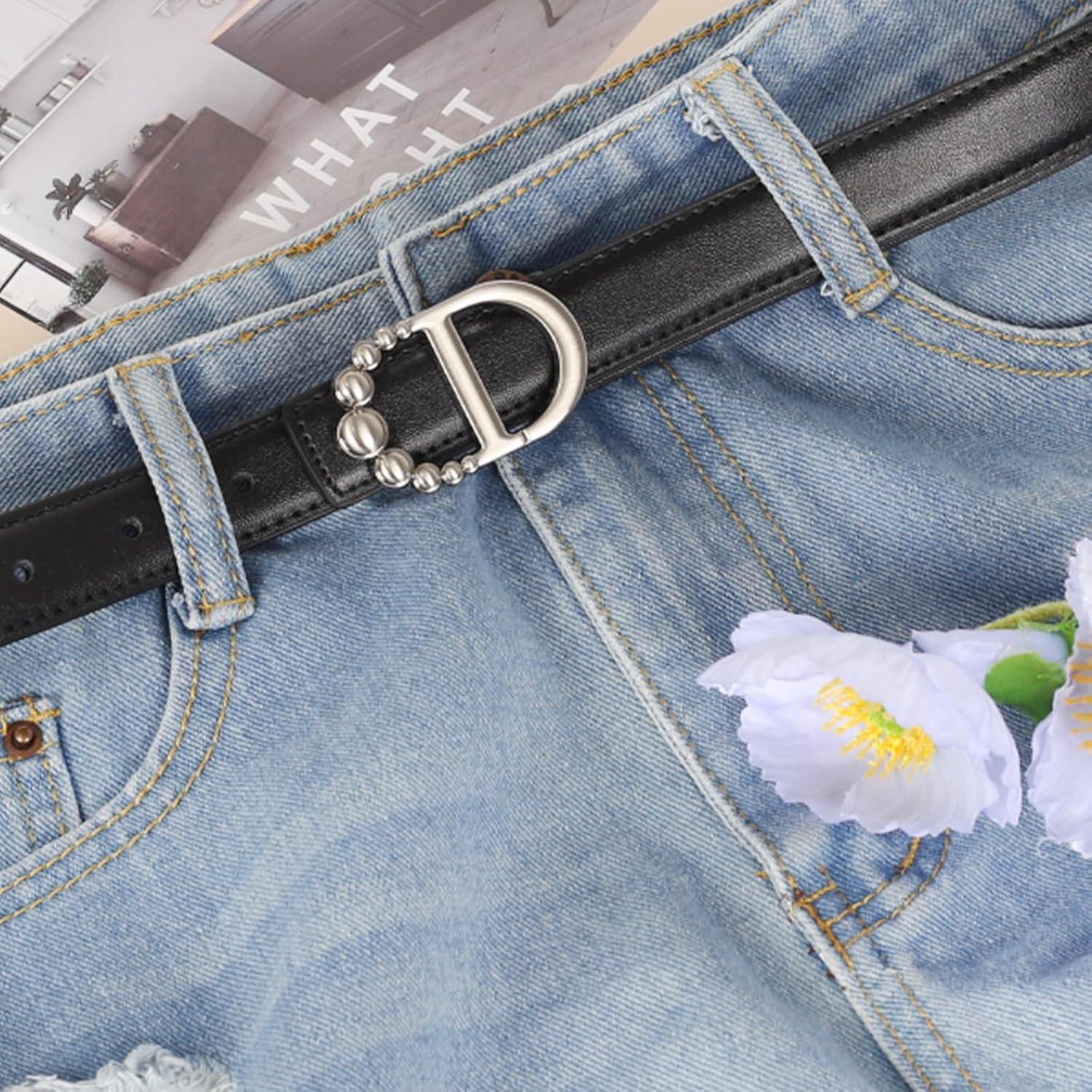 imageEXTREE Gold Buckle Belts for Women Fashion Waist Band Elegant Ladies Belt Gift for WomenIdeal for Dresses JeansClassic Brushed Silver