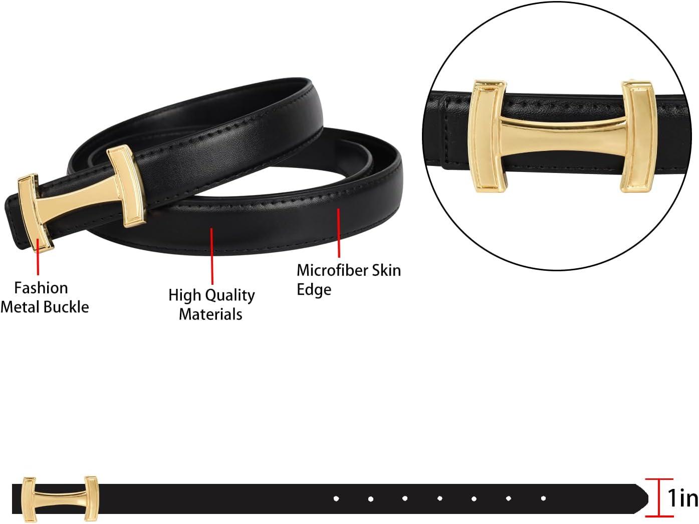 imageEXTREE Gold Buckle Belts for Women Fashion Waist Band Elegant Ladies Belt Gift for WomenIdeal for Dresses JeansDesign Gold Buckle Black Leather