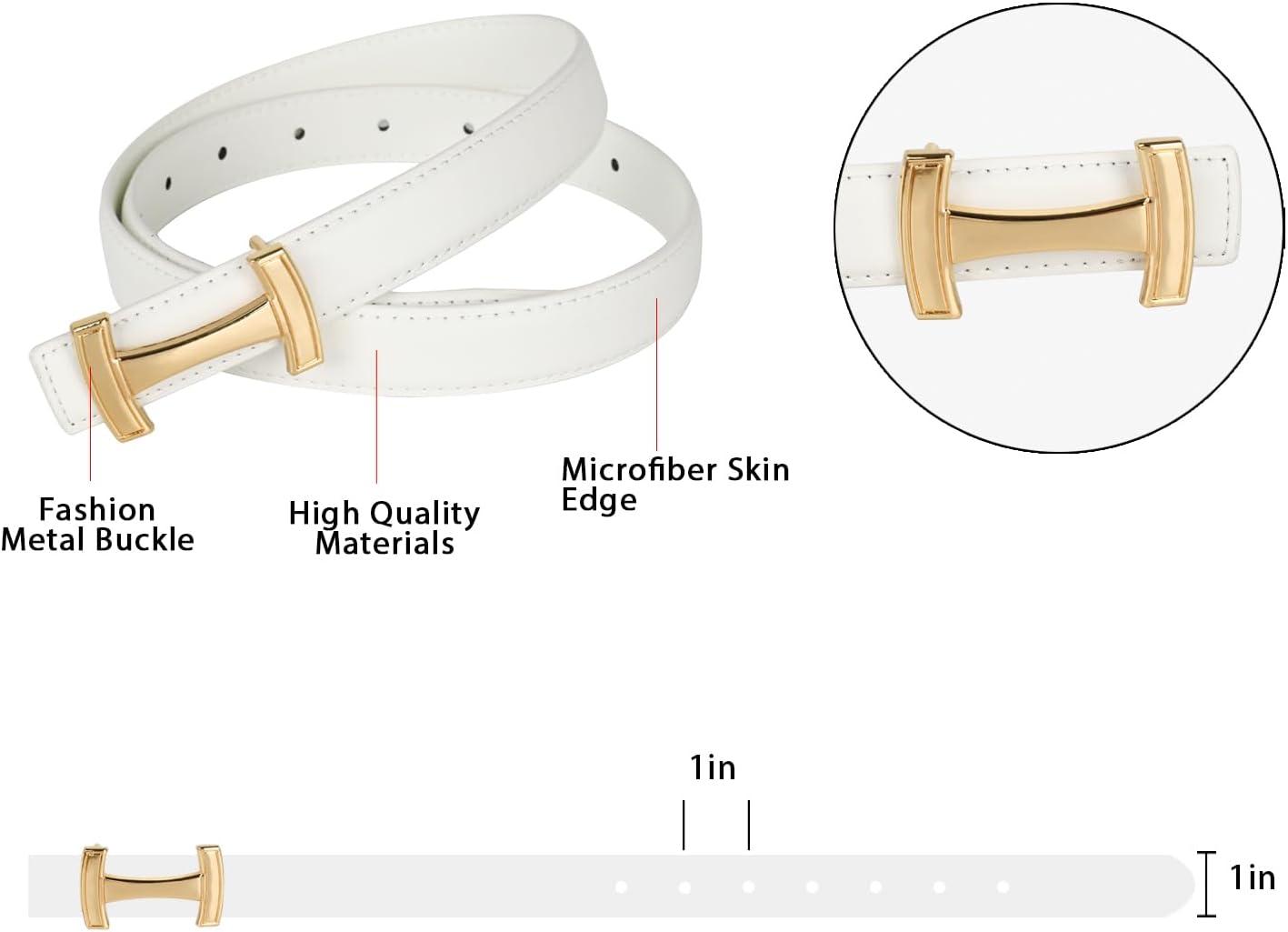 imageEXTREE Gold Buckle Belts for Women Fashion Waist Band Elegant Ladies Belt Gift for WomenIdeal for Dresses JeansDesign Gold Buckle White Leather