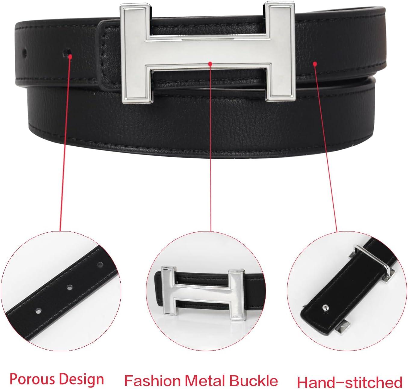 imageEXTREE Gold Buckle Belts for Women Fashion Waist Band Elegant Ladies Belt Gift for WomenIdeal for Dresses JeansSilver Plated Black Leather