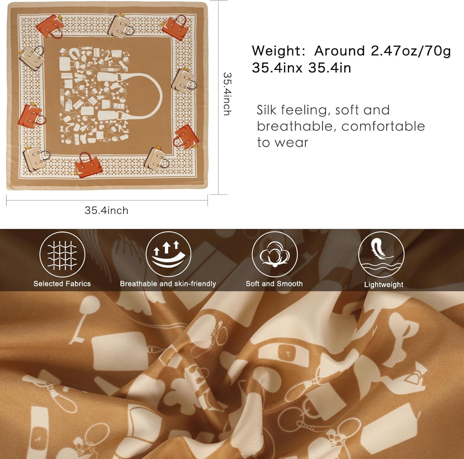 imageEXTREE Luxury Satin Head Scarf 35x35  Silklike Wrap for Women Versatile ShawlSun CoverWrapping Premium Gift for HerLuxury Champagne