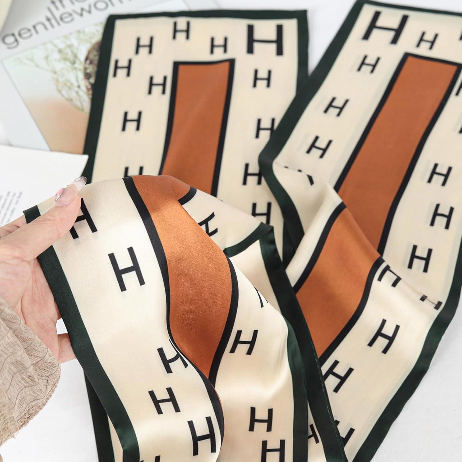 imageEXTREE Satin Scarf Mulberry Silk Printed Head Wrap Hair Band 7quotquot x 59quotquotA002