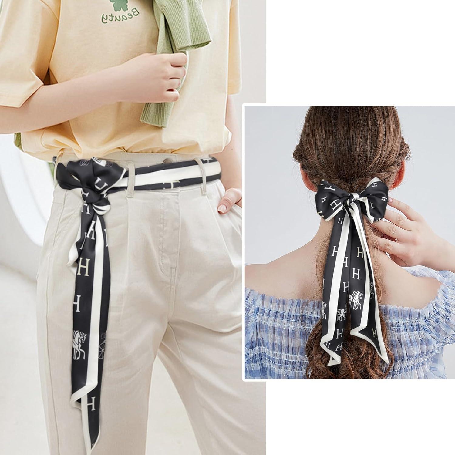 imageEXTREE Satin Scarf Mulberry Silk Printed Head Wrap Hair Band 7quotquot x 59quotquotA003