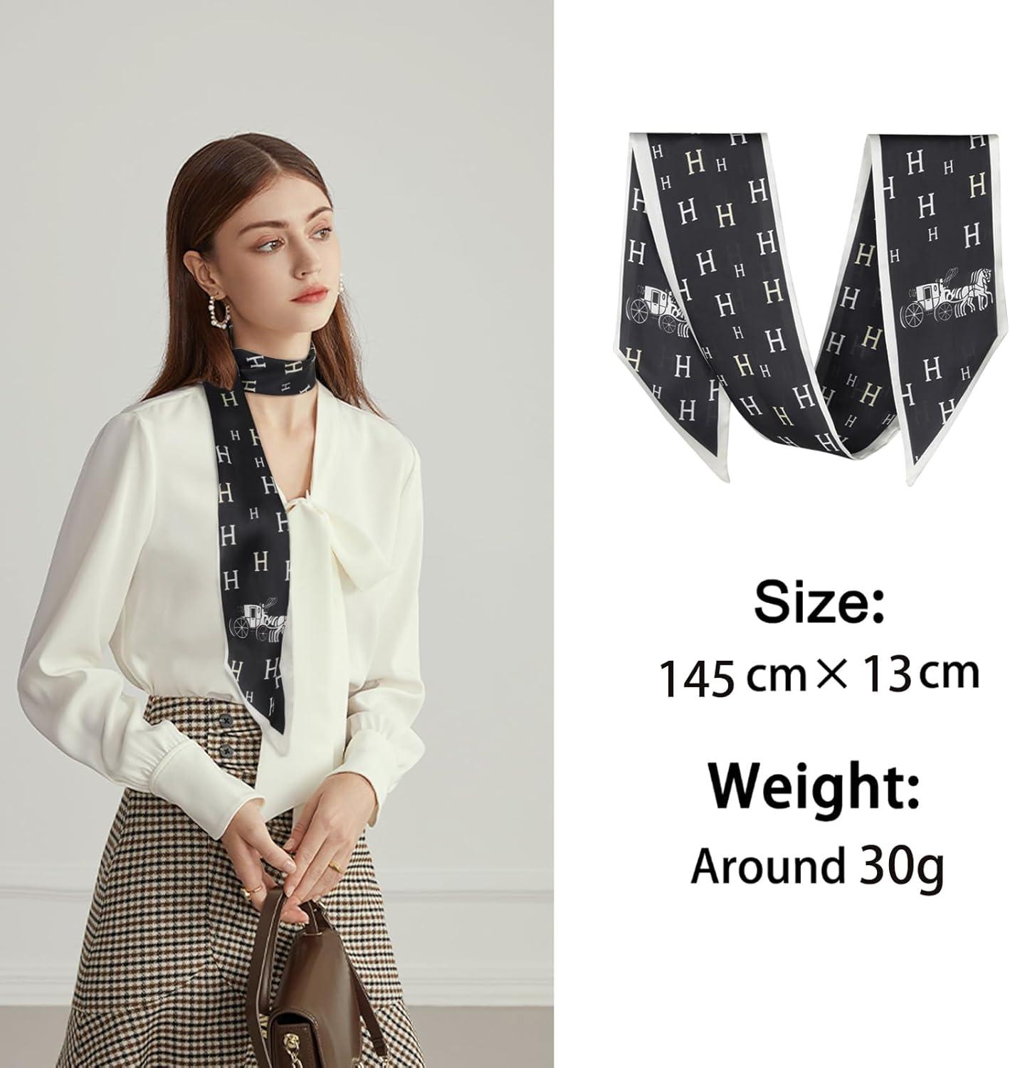 imageEXTREE Satin Scarf Mulberry Silk Printed Head Wrap Hair Band 7quotquot x 59quotquotA003