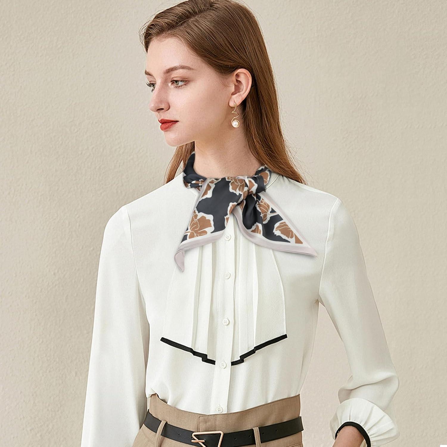 imageEXTREE Satin Scarf Mulberry Silk Printed Head Wrap Hair Band 7quotquot x 59quotquotA004