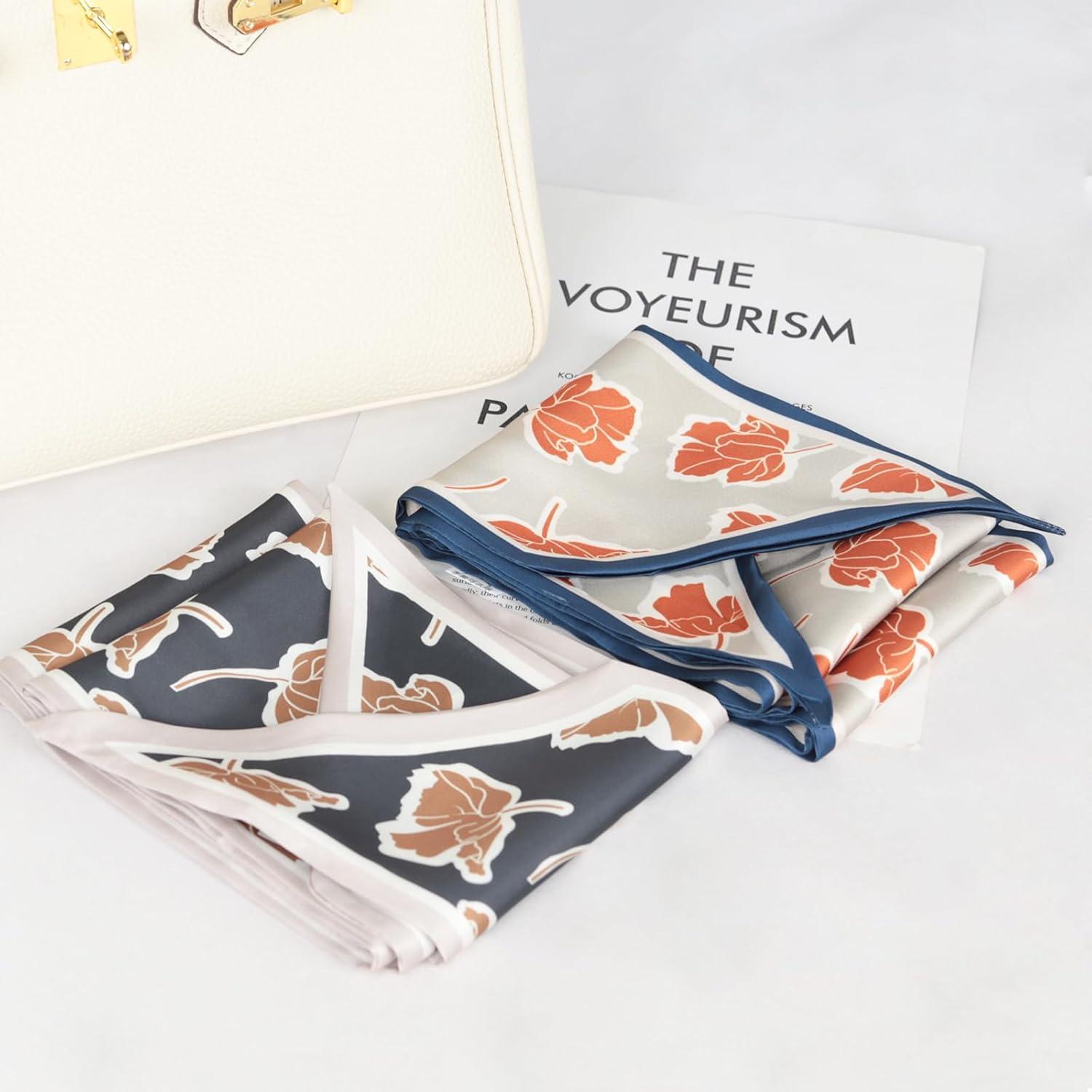 imageEXTREE Satin Scarf Mulberry Silk Printed Head Wrap Hair Band 7quotquot x 59quotquotA004