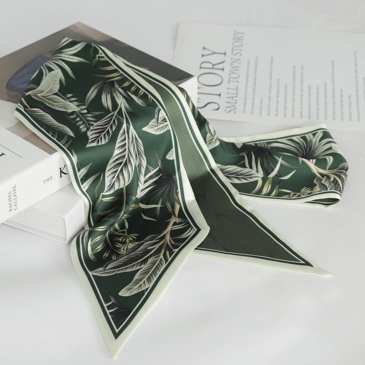 imageEXTREE Satin Scarf Mulberry Silk Printed Head Wrap Hair Band 7quotquot x 59quotquotA006