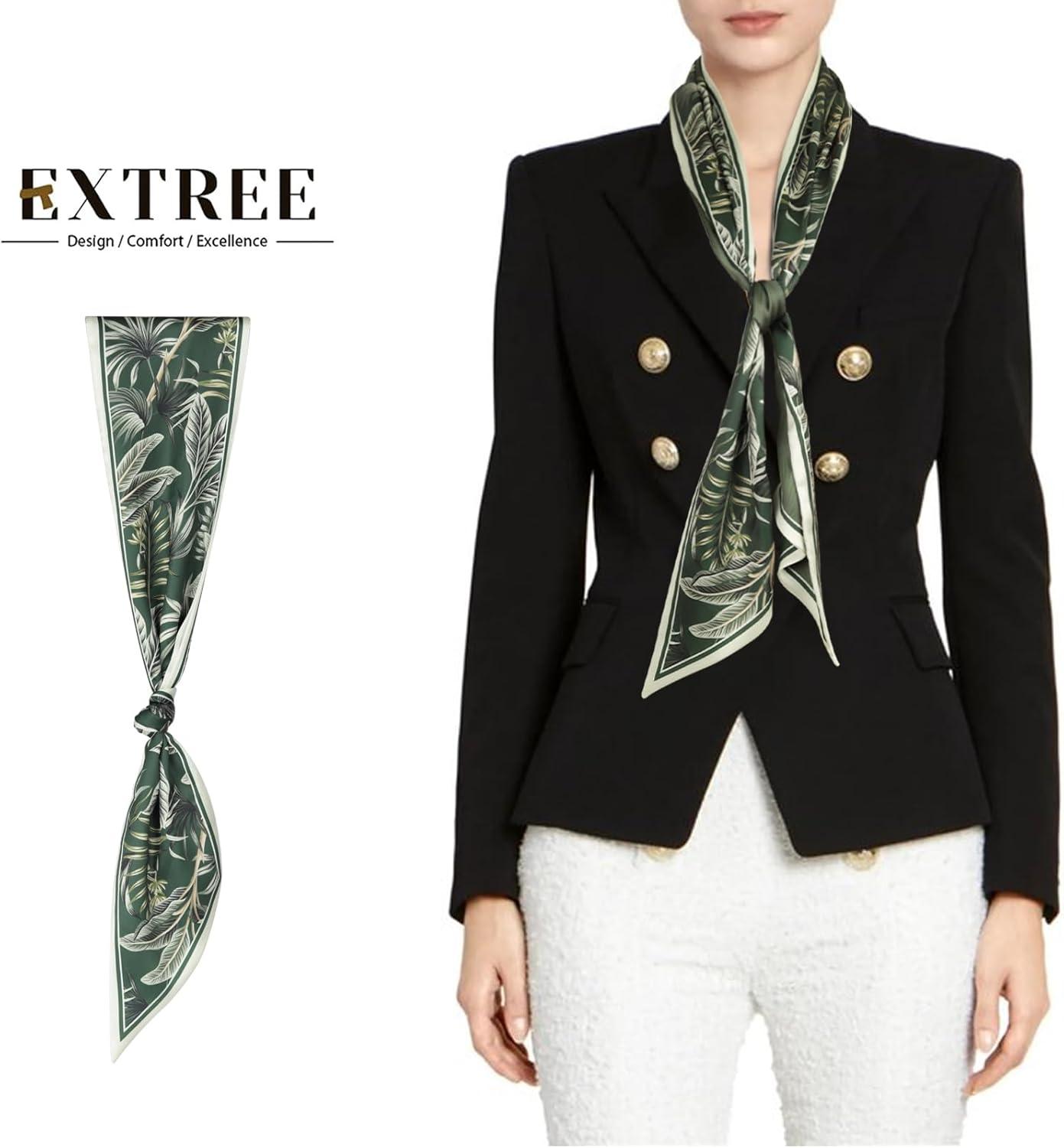 imageEXTREE Satin Scarf Mulberry Silk Printed Head Wrap Hair Band 7quotquot x 59quotquotA006