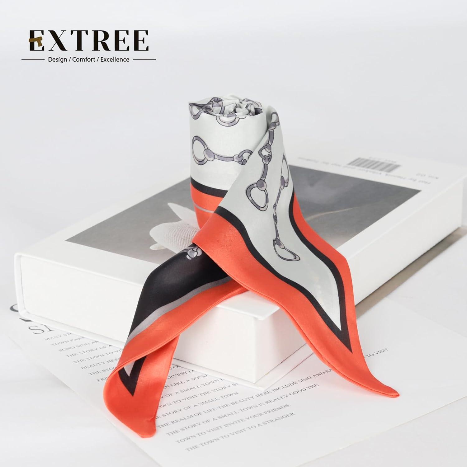 imageEXTREE Satin Scarf Mulberry Silk Printed Head Wrap Hair Band 7quotquot x 59quotquotA007