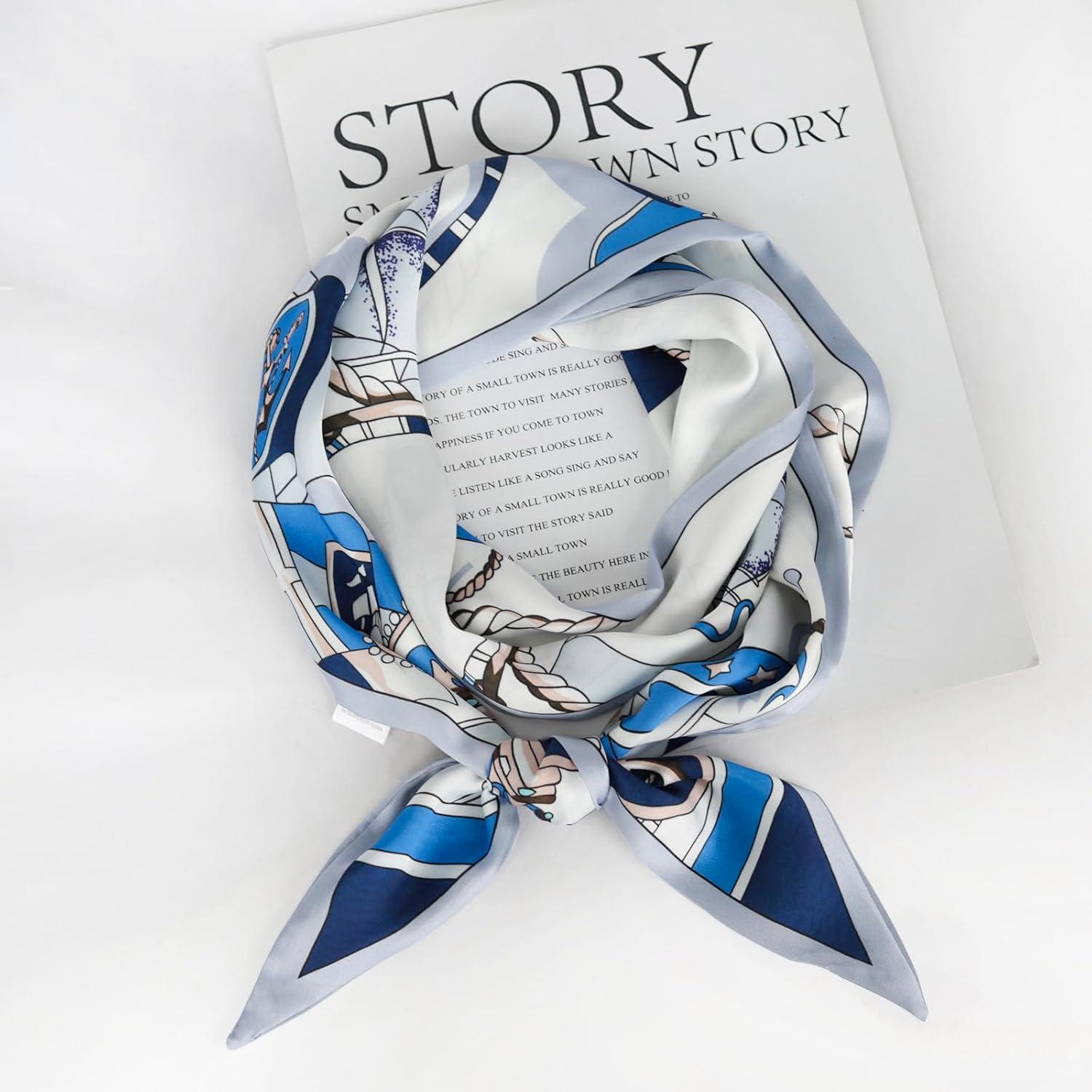 imageEXTREE Satin Scarf Mulberry Silk Printed Head Wrap Hair Band 7quotquot x 59quotquotA010