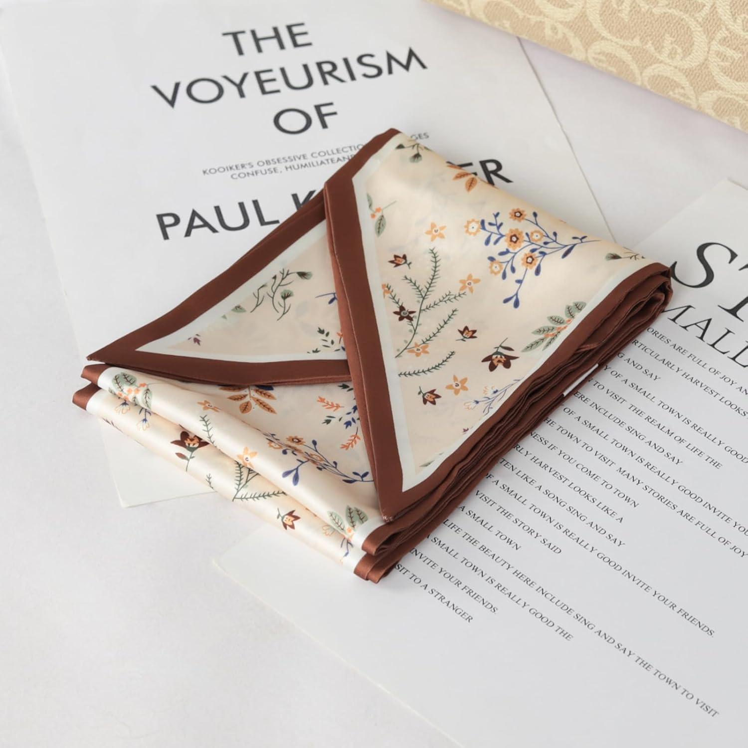 imageEXTREE Satin Scarf Mulberry Silk Printed Head Wrap Hair Band 7quotquot x 59quotquotA011