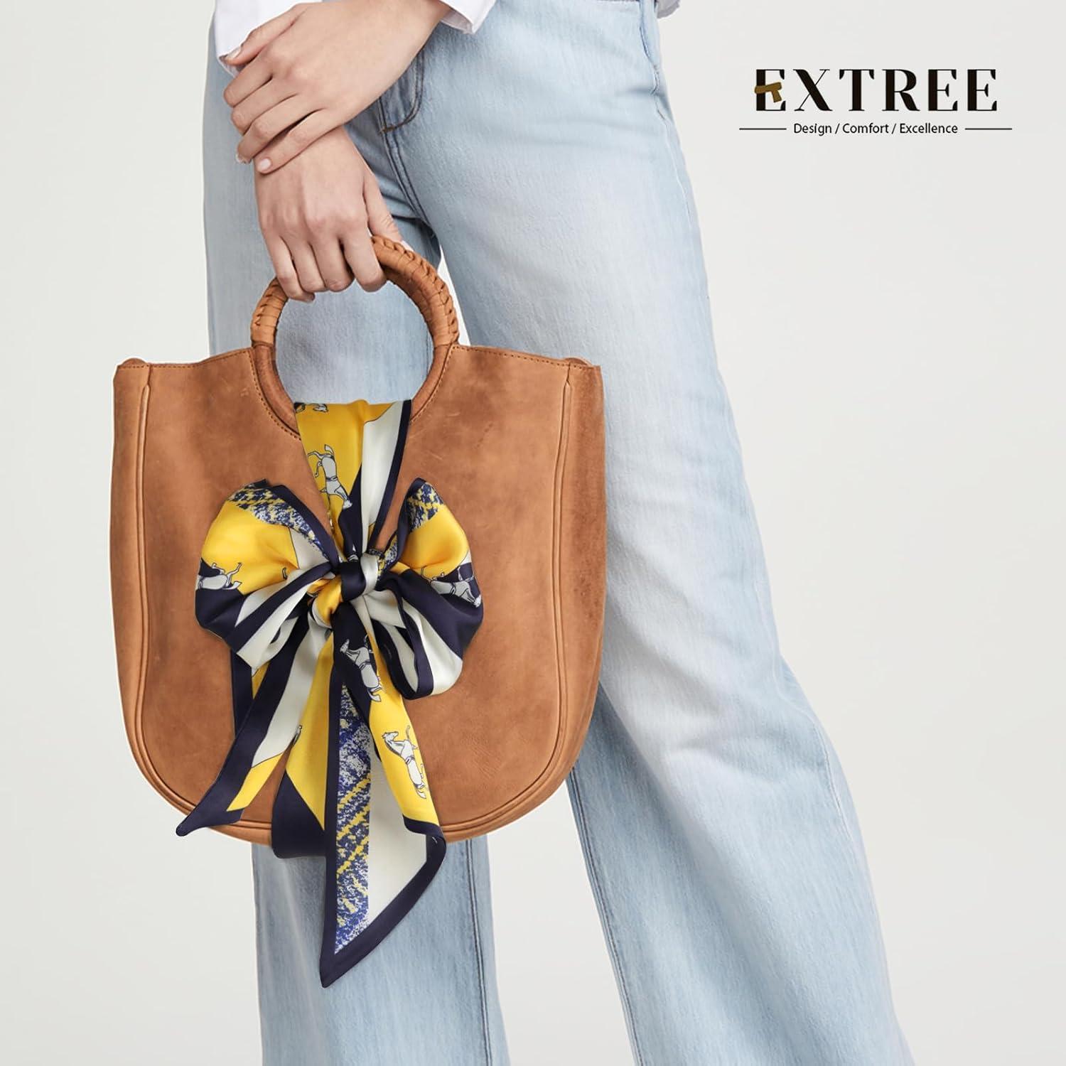 imageEXTREE Satin Scarf Mulberry Silk Printed Head Wrap Hair Band 7quotquot x 59quotquotA012