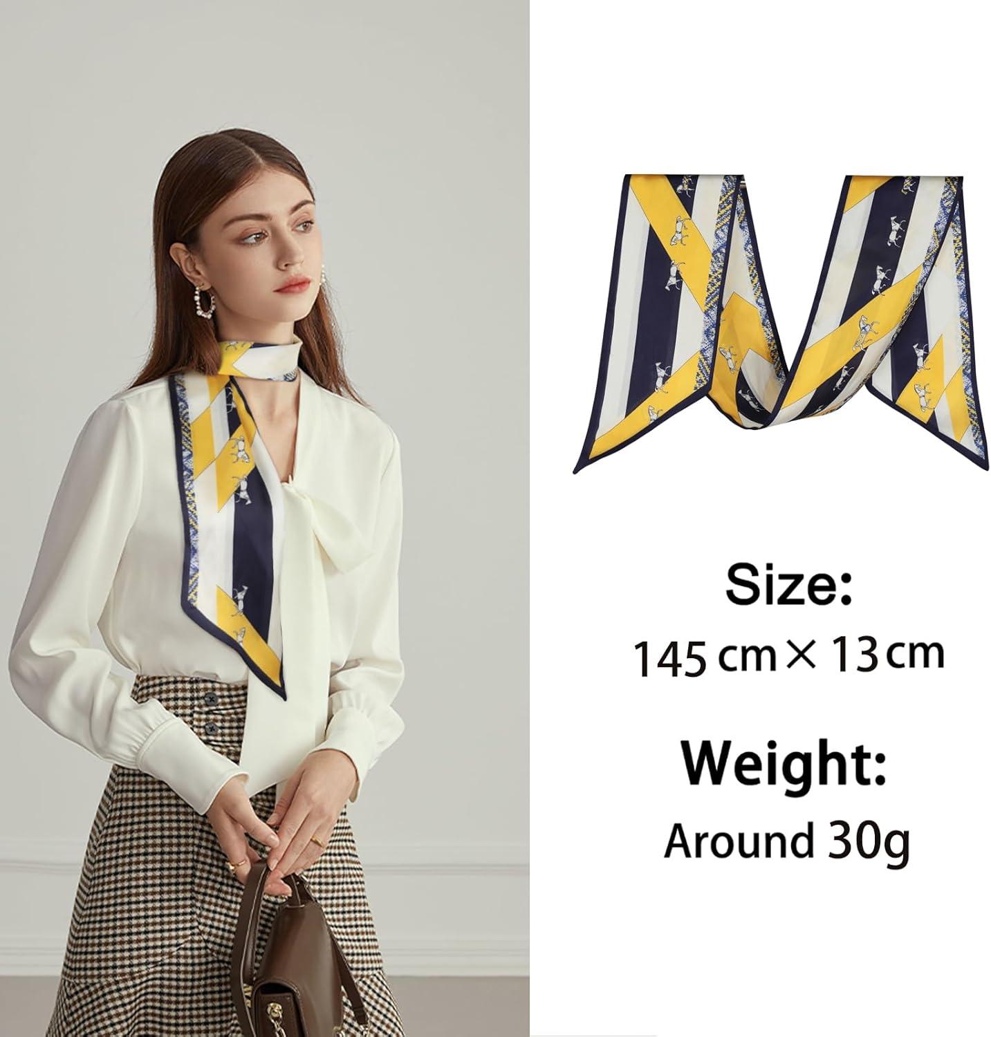 imageEXTREE Satin Scarf Mulberry Silk Printed Head Wrap Hair Band 7quotquot x 59quotquotA012