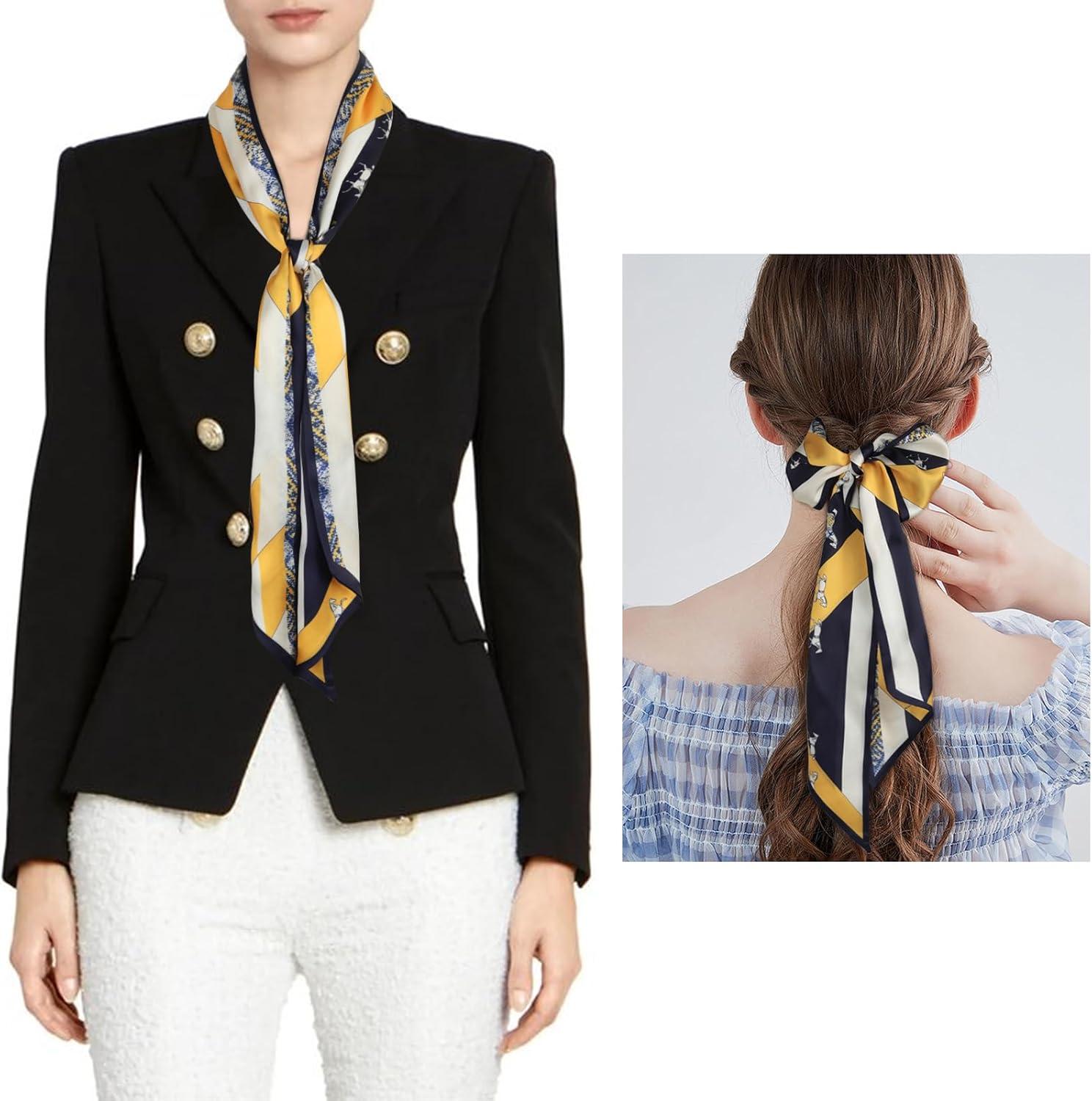 imageEXTREE Satin Scarf Mulberry Silk Printed Head Wrap Hair Band 7quotquot x 59quotquotA012